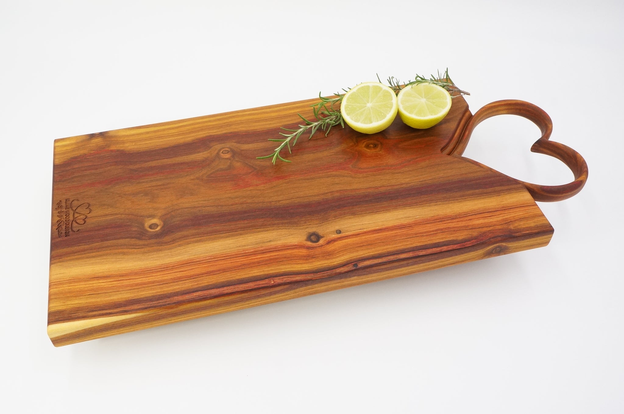 Canary Wood with Heart Handle Cutting Board