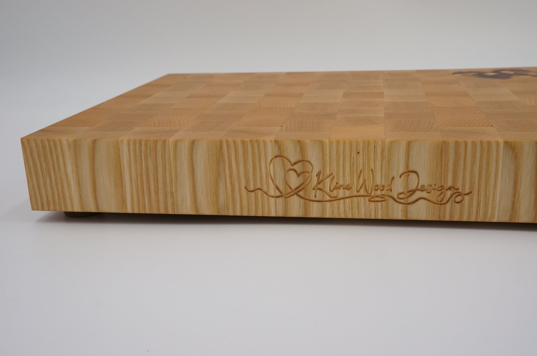 Ash with Double Heart End Grain Cutting Board