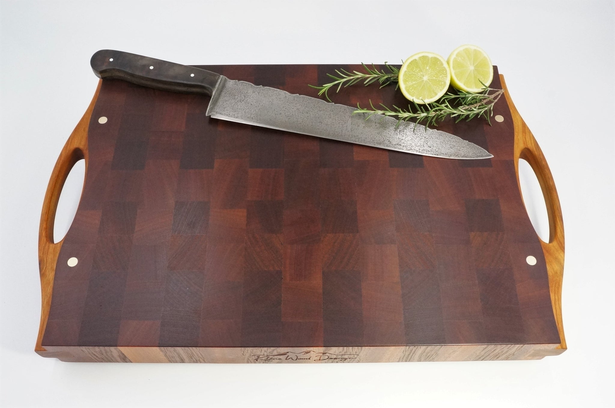 Sapele Double Handle Chef Board End Grain Cutting Board
