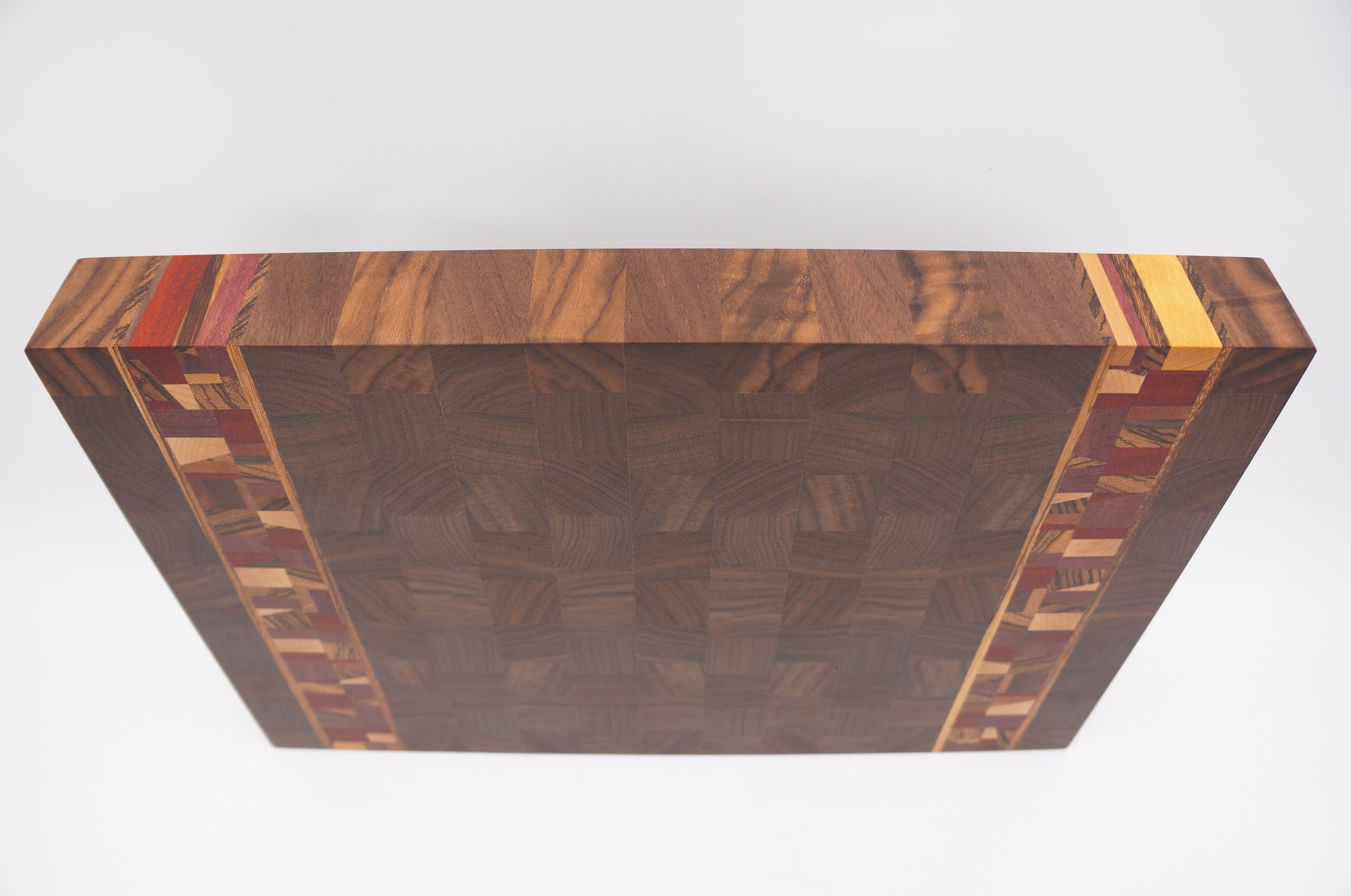 Walnut with Tigerwood and Double Chaos Accent End Grain Cutting Board