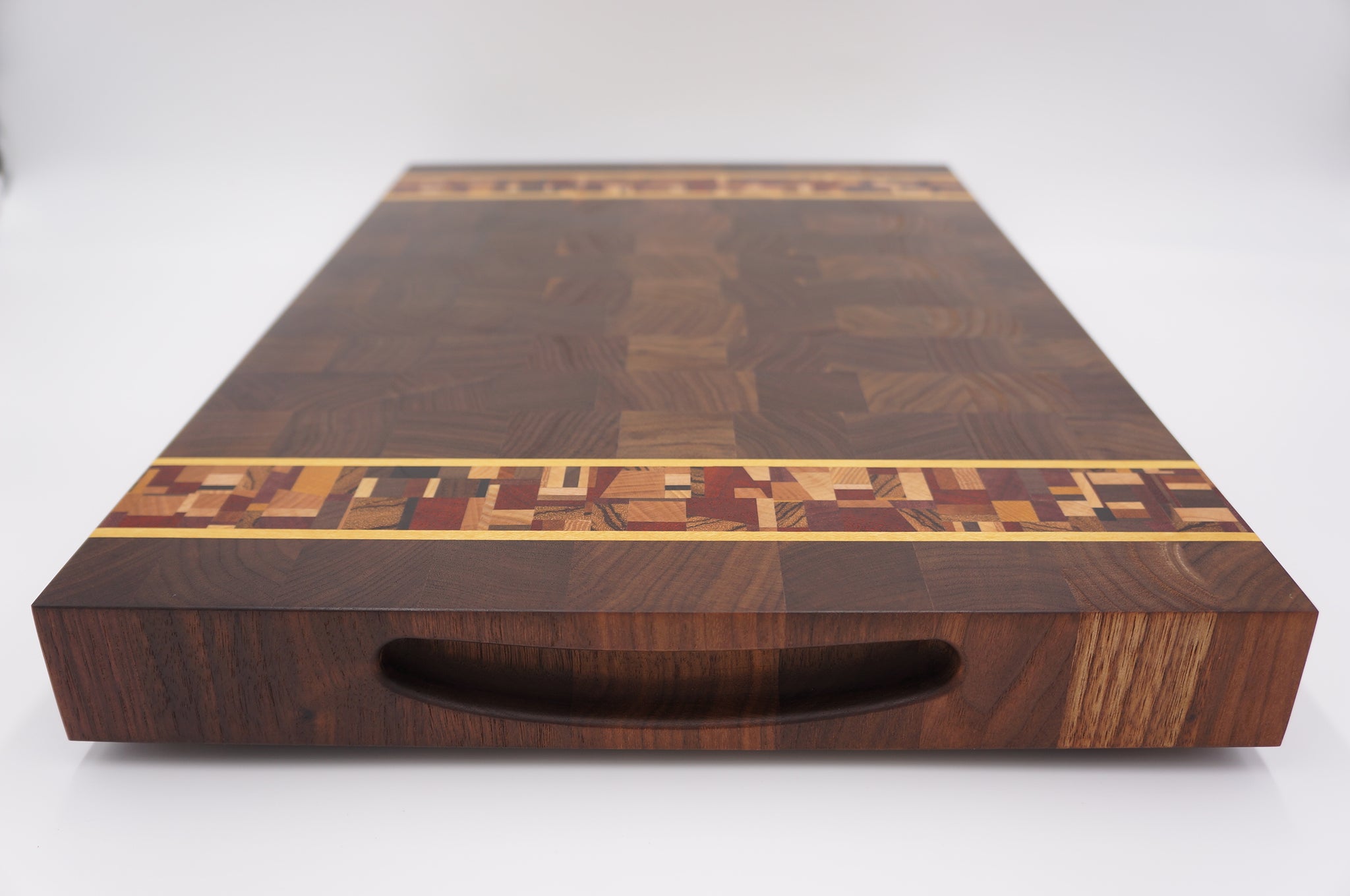 Walnut with Yellow Heart and Chaos Accent Extra Large End Grain Cutting Board